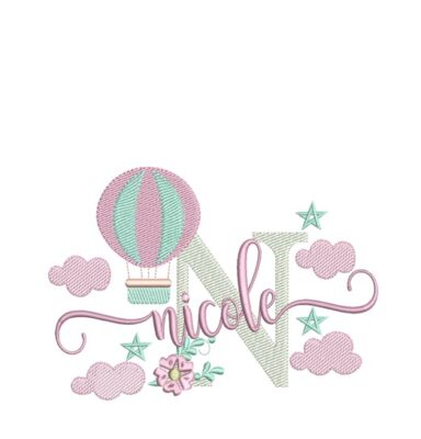 Matriz de Bordado 100 Nomes Prontos Balão Menina - Imagem 3