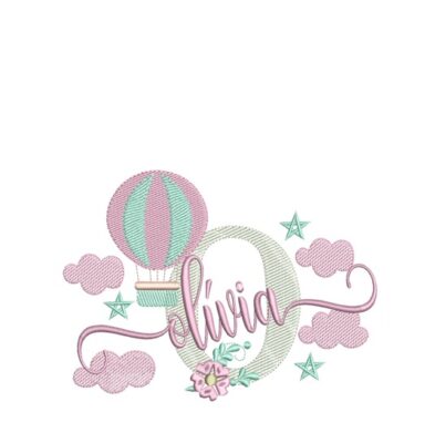 Matriz de Bordado 100 Nomes Prontos Balão Menina - Imagem 4