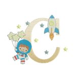 Matriz de Bordado Alfabeto Astronauta Foguete - Imagem 4