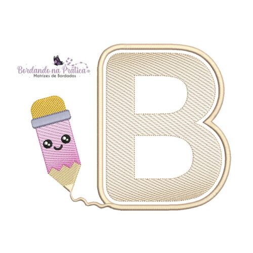 matriz-de-bordado-alfabeto-lápis-letra-B-escolar-para-bordar- bordando na prática