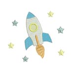 Matriz de Bordado Alfabeto Astronauta Foguete - Imagem 2