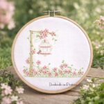 Bordando na Pratica Matriz de bordado Jardim com gaiola de passarinho para bordar