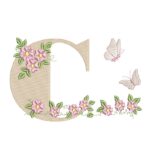 Matriz de Bordado Alfabeto Jardim Flores Borboletas - Imagem 4