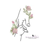 Matriz De bordado maos com flores para bordar