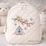 Matriz de bordado galho com casinha de passarinho e borboletas para bordar bordando na pratica