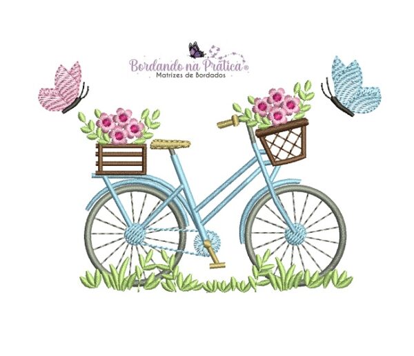 matriz de bordado Bicicleta com flores para bordar BP
