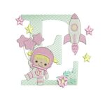 Matriz de Bordado - Coleção Alfabeto Astronauta Menina - Imagem 2