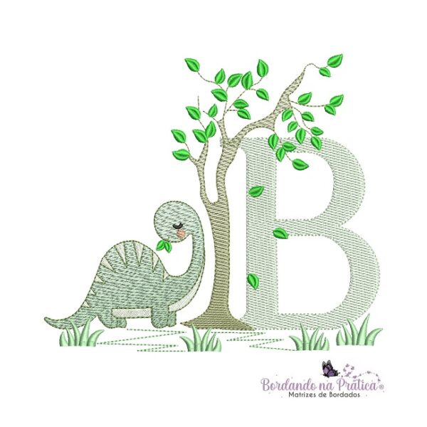 matriz de bordado Alfabeto Dinossauro letra B para bordar BP