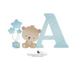 matriz de bordado alfabeto ursinho balão letra A