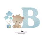 matriz de bordado alfabeto ursinho balão letra B