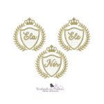 matriz de bordado coleção ela ele nós moldura coroa aplique para bordar BP