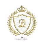 matriz de bordado moldura coroa aplique para bordar letra B BP