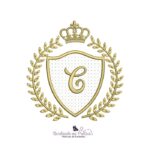 matriz de bordado moldura coroa aplique para bordar letra C BP