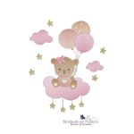 matriz de bordado ursinha balão nas nuvens para bordar BP