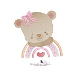 matriz de bordado ursinha balão no arcoiris para bordar BP