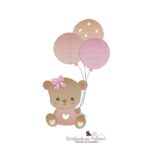 matriz de bordado ursinha com baloes sentada para bordar BP