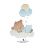 matriz de bordado ursinho deitado nas nuvens para bordar BP