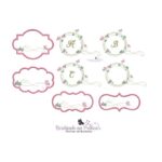 matriz de bordado Coleção moldura borboletas folhas com tags para bordar BP