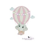 matriz de bordado elefantinha cute no balão para bordar