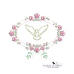 matriz de bordado moldura com pombo e flores para bordar BP