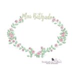matriz de bordado moldura flores batizado para bordar BP