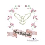 matriz de bordado moldura pombo batizado para bordar BP