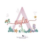 matriz de bordado nome Ayla Fundo do Mar para bordar
