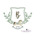 matriz de bordado alfabeto moldura cavalinho com folhas para bordar letra B
