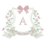 matriz de bordado Nome Ana Clara Brasão Flores para bordar