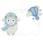Matriz de Bordado Moldura Ovelhinha com Balão para bordar