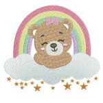 Matriz de Bordado Ursinha Soneca no ArcoIris para bordar