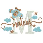 matriz de bordado nome Mateus com avião para bordar