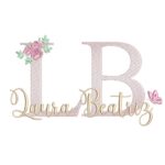 Matriz De Bordado Nome Laura Beatriz com flores e borboletas