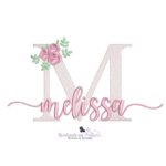 Matriz De Bordado Nome Melissa com flor para bordar