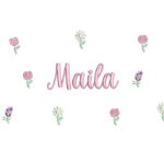 Matriz De Bordado Nome Maila Flores e Lavanda para bordar.