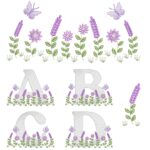 Matriz de Bordado Coleção jardim flores e Alfabeto lavanda para bordar