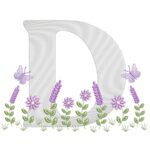 Matriz de Bordado letra D alfabeto jardim para bordar
