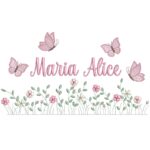 Matriz de Bordado Nome Maria Alice jardim flores para bordar