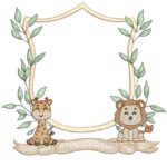 Matriz de Bordado moldura Leão e Girafa para bordar