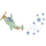 Matriz de bordado Aviaozinho com estrelas para bordar