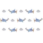 Matriz de bordado Poá Aviaozinhos com Nuvem para bordar