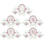 matriz de bordado alfabeto raminho flores com laço para bordar