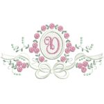 matriz de bordado raminho flores Laço Letra D para bordar