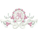 matriz de bordado raminho flores Laço Letra H para bordar