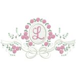 matriz de bordado raminho flores Laço Letra L para bordar