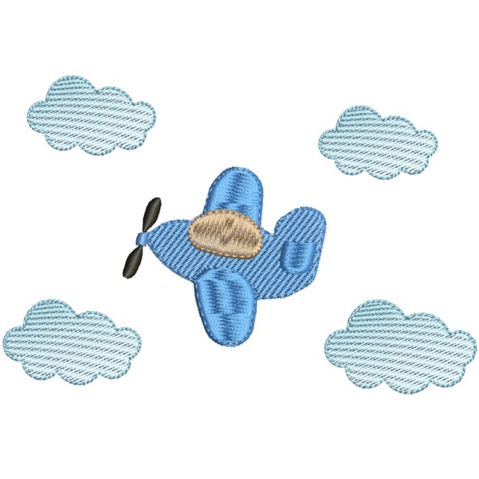 Matriz de Bordado Avião com Nuvens para bordar