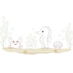 Matriz de Bordado Fundo do Mar contorno para bordar