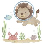 Matriz de Bordado Leãozinho no Mar para bordar