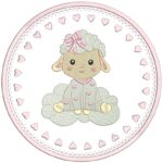 Matriz de Bordado Ovelhinha circulo coraçoes para bordar