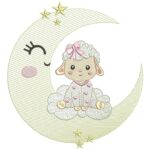 Matriz de Bordado Ovelhinha na Lua para bordar